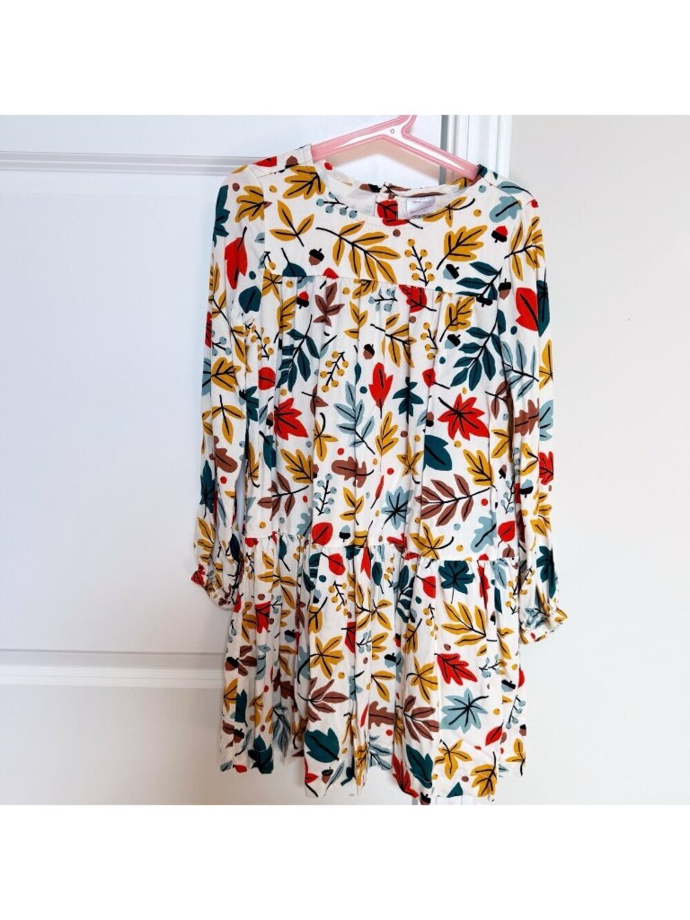 Hanna Andersson Girl Fall Foliage Woven Print Twirl Dress 6-7 years